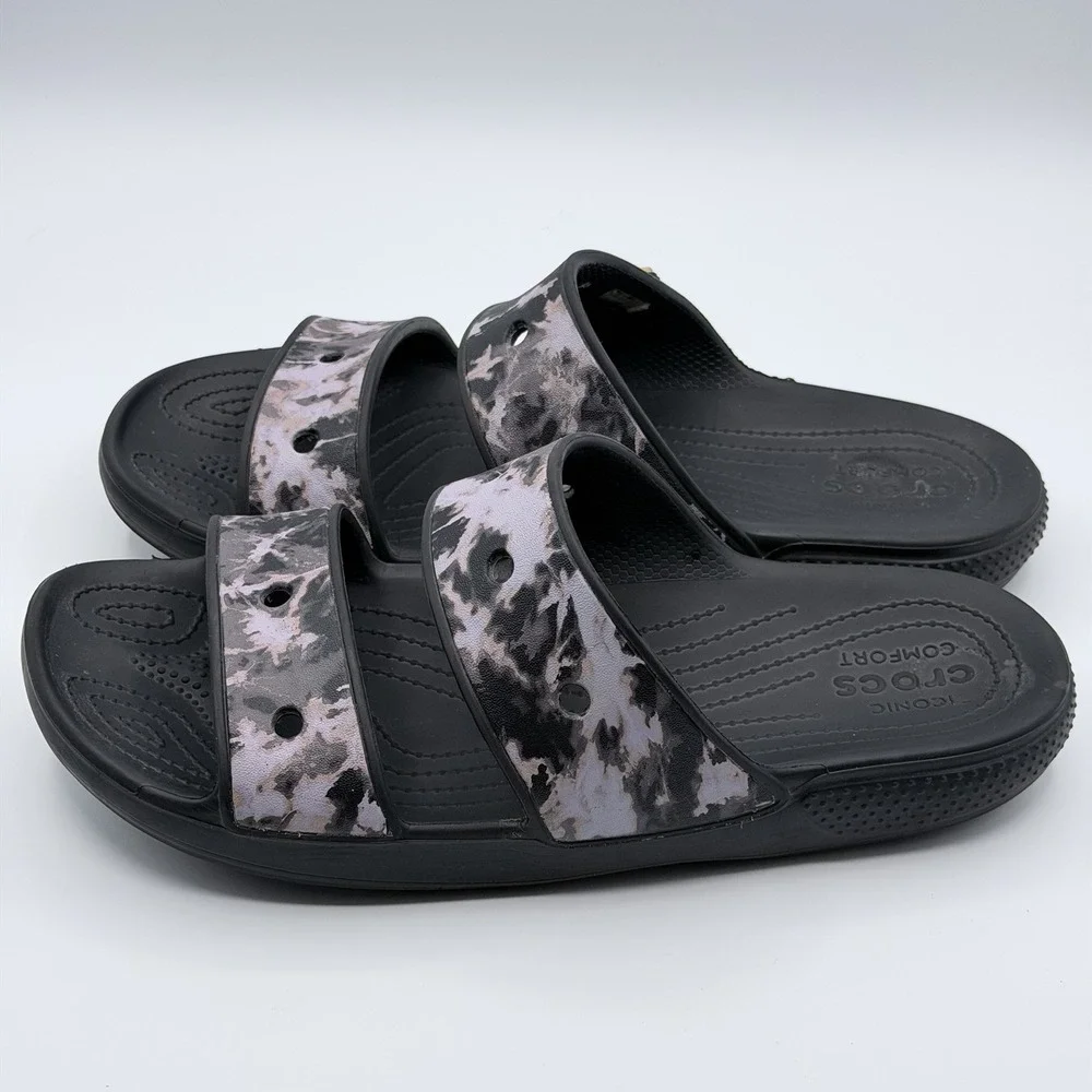 Crocs Classic Sandal Bleach Tie Dye Black Pink Men Size 11 Slides Shoes 207310